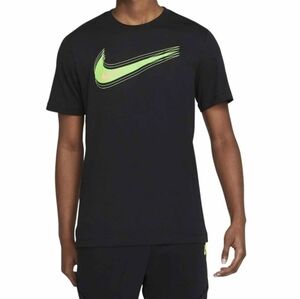 Nike Men's Black T-Shirt with Green Logo
